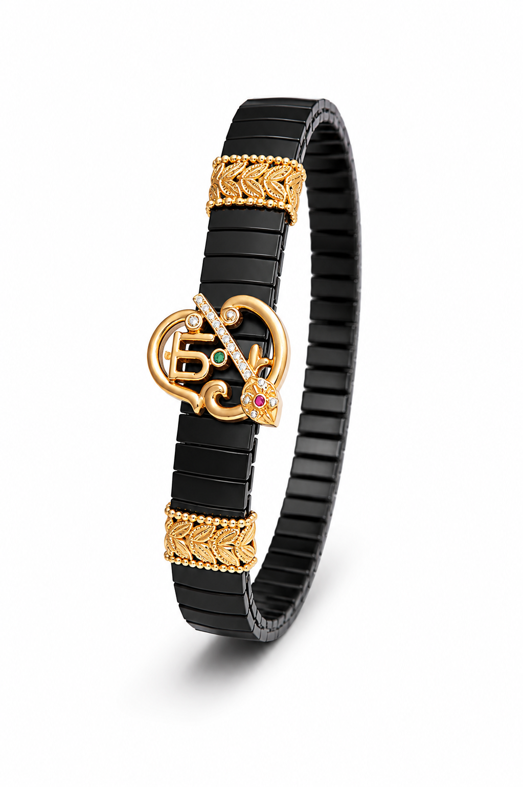 92.5 Elegant Silver Black Strap