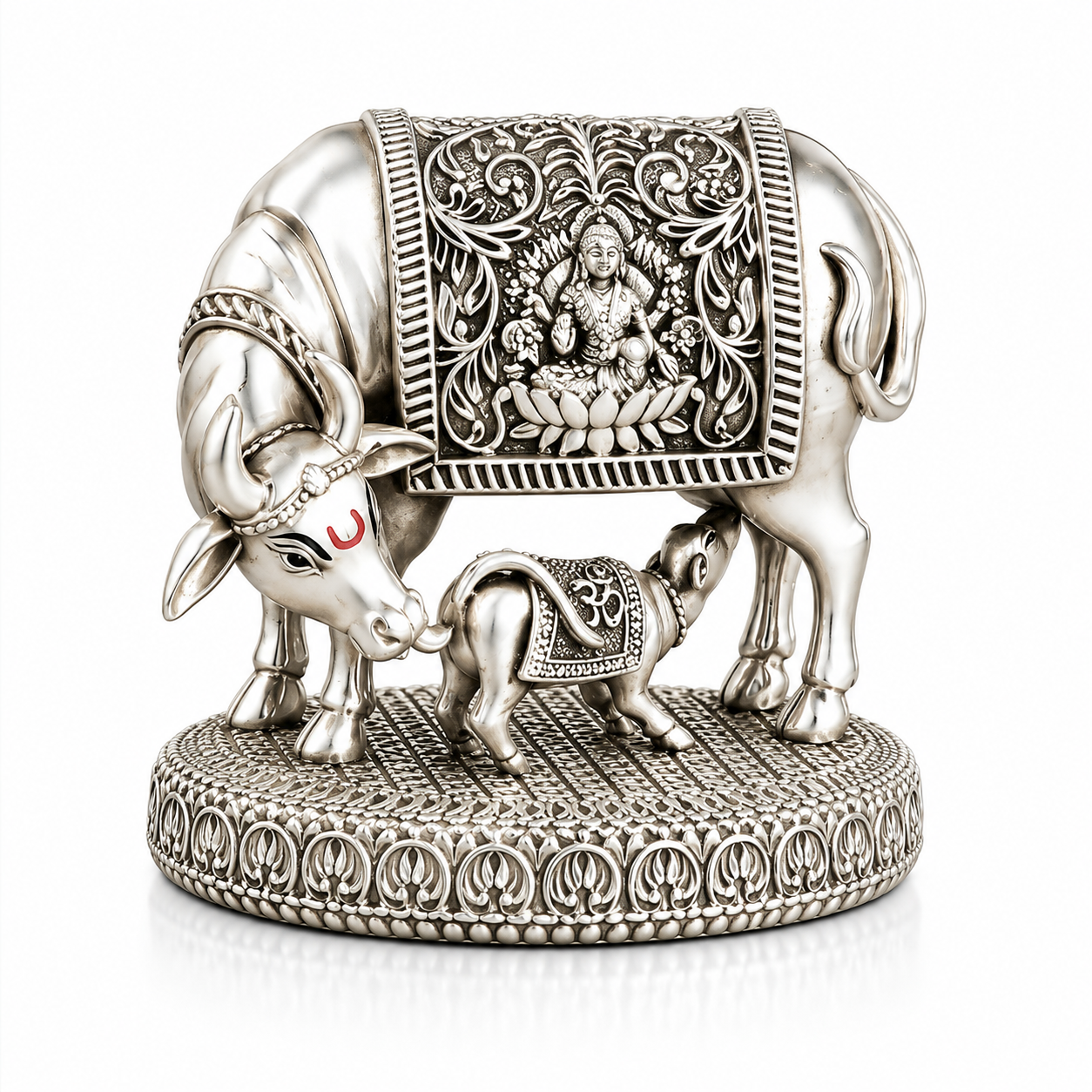 Premium 99.9 Silver God Cow and Calf Idols