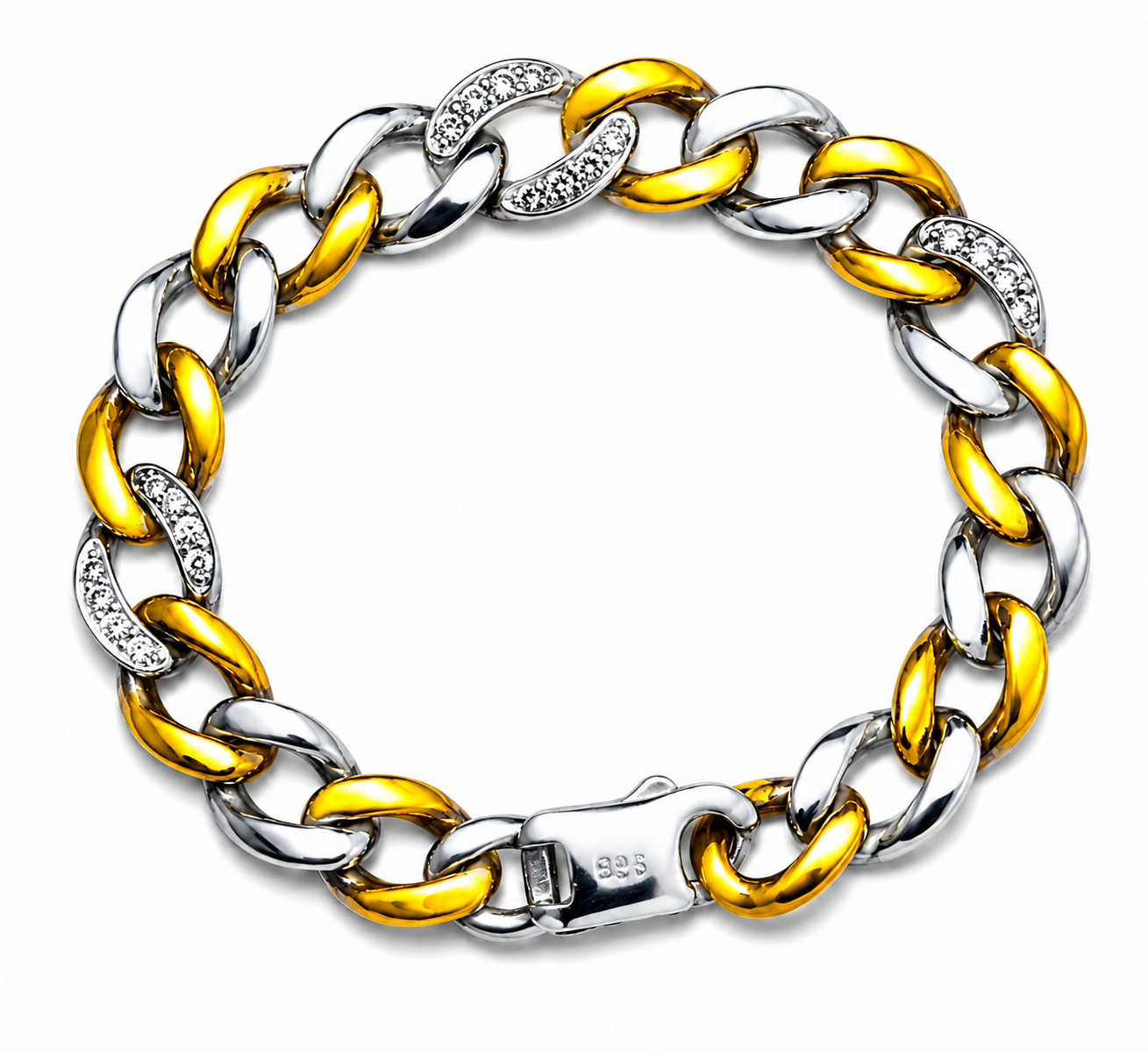 Silver Gold Finish CZ Chain Bracelets
