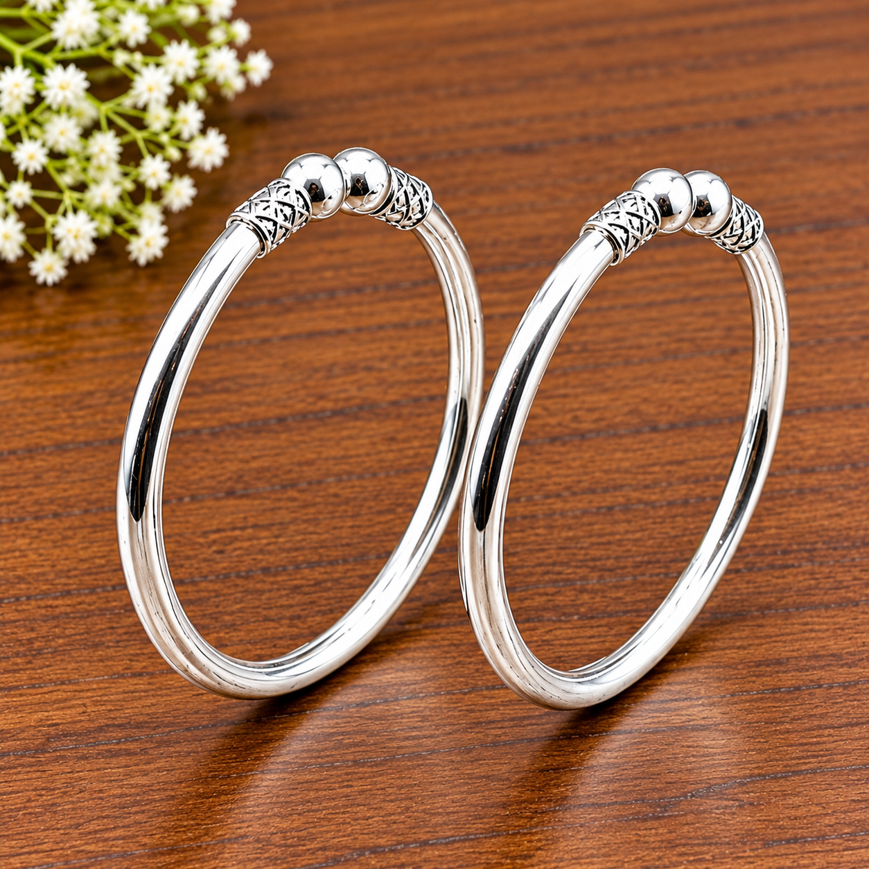 Elegant Silver Baby Bangles
