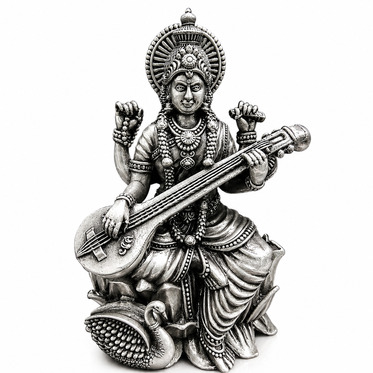 Premium 99.9 Silver God Saraswathi Idols